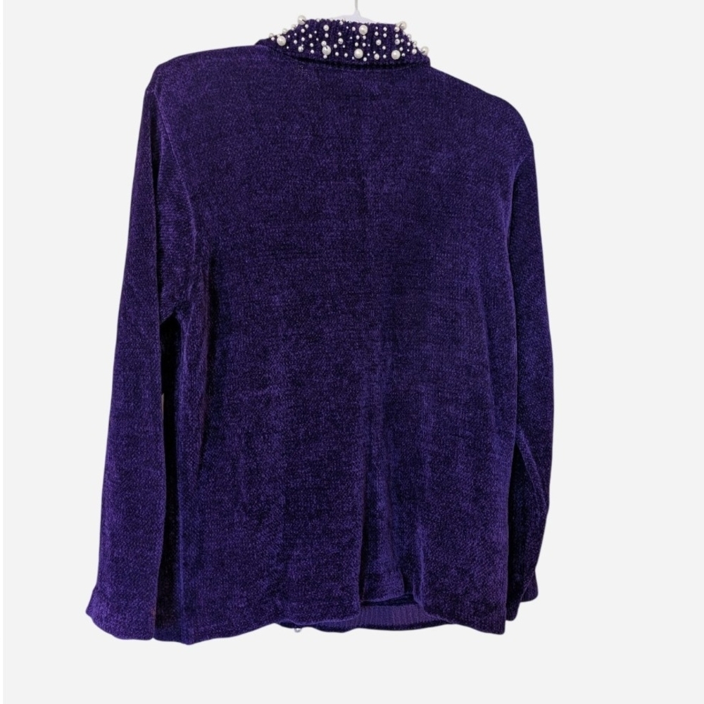 Pre-owned Vintage Victoria Harbour Purple Velvet Shirt with Pearl Details - Picture 2 of 5